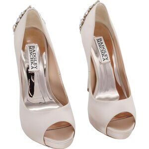 Women's Badgley Mischka Kiara Peep Toe Pumps Latte US 5.5 M